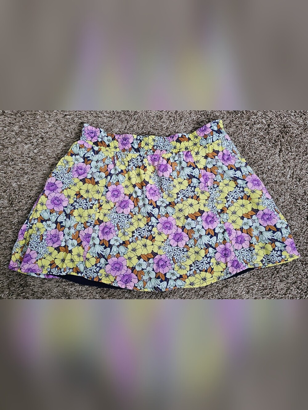 Anthropologie Leifnotes Skirt Women 4 Yellow Purple Floral A Line Mini Bohemian